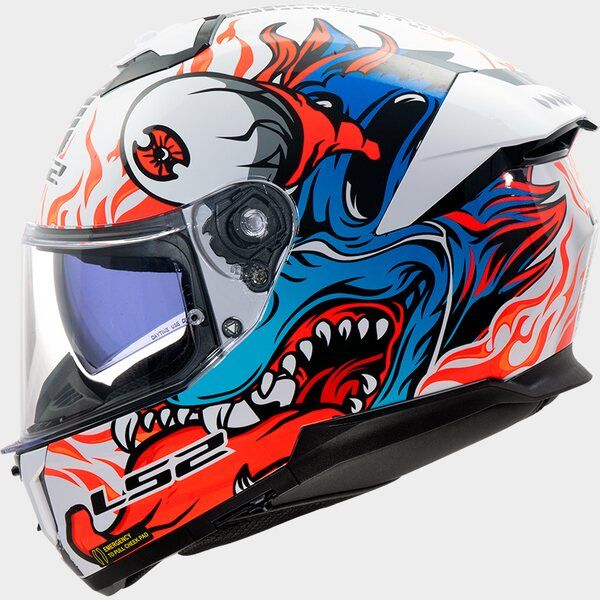 LS2 FF808 Stream 11 Inferno Motorcycle helmet, Colour: White/Blue, Size:: XS