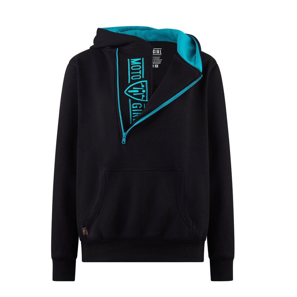 MotoGirl Helmet Hoodie - Teal/Black, Colour: Teal/Black, Size:: XS
