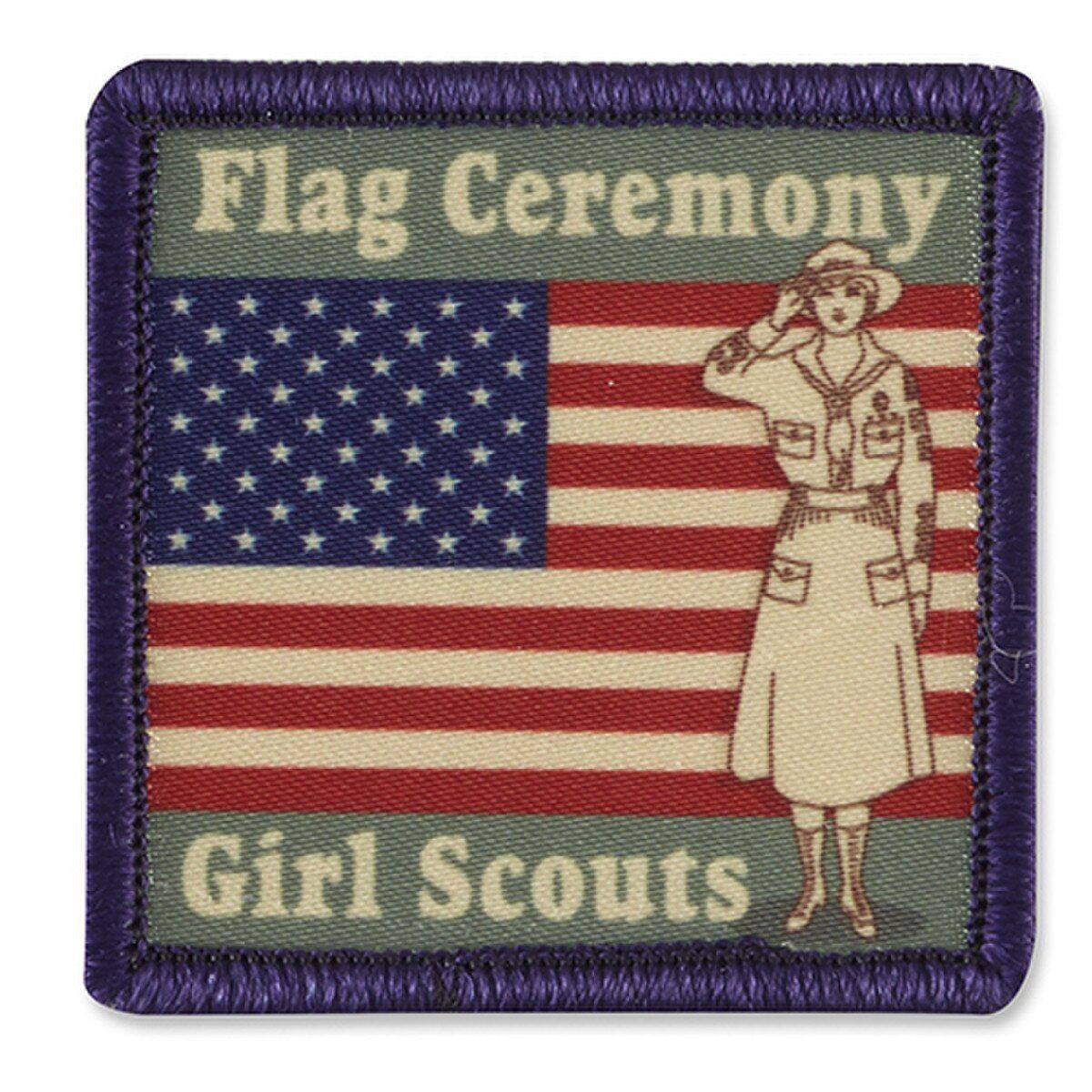 Flag Ceremony Girl Scouts Vintage Sew-On Fun Patch