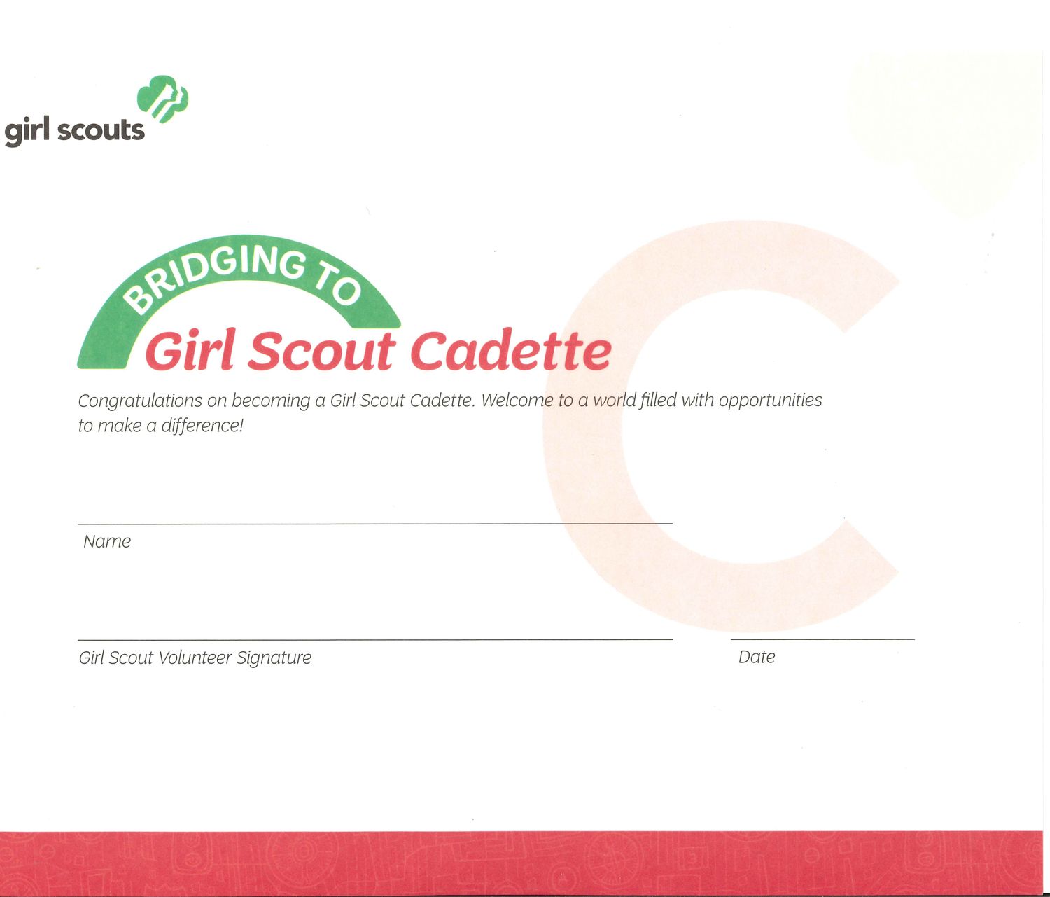Bridge to Cadette Certificate (old design)