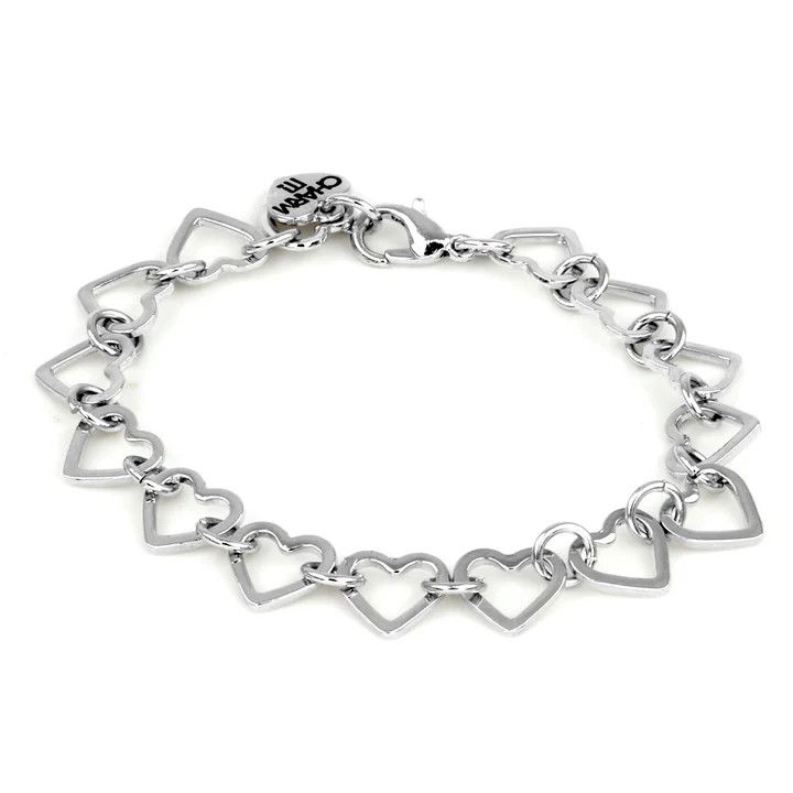 Charm It! Silver Heart Chain Bracelet