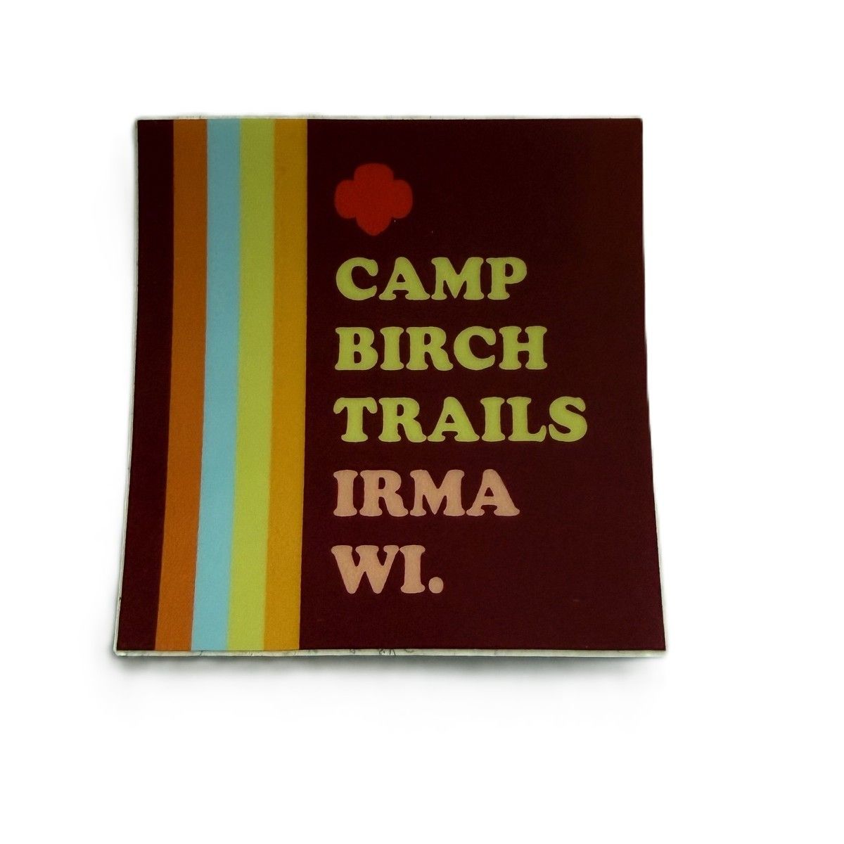 Camp Birch Trails 2" Square Water Bottle Decal - Maroon