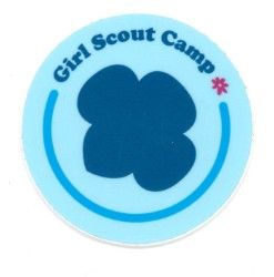 Girl Scout Camp Round 2" Water Bottle Decal - Blue Trefoil