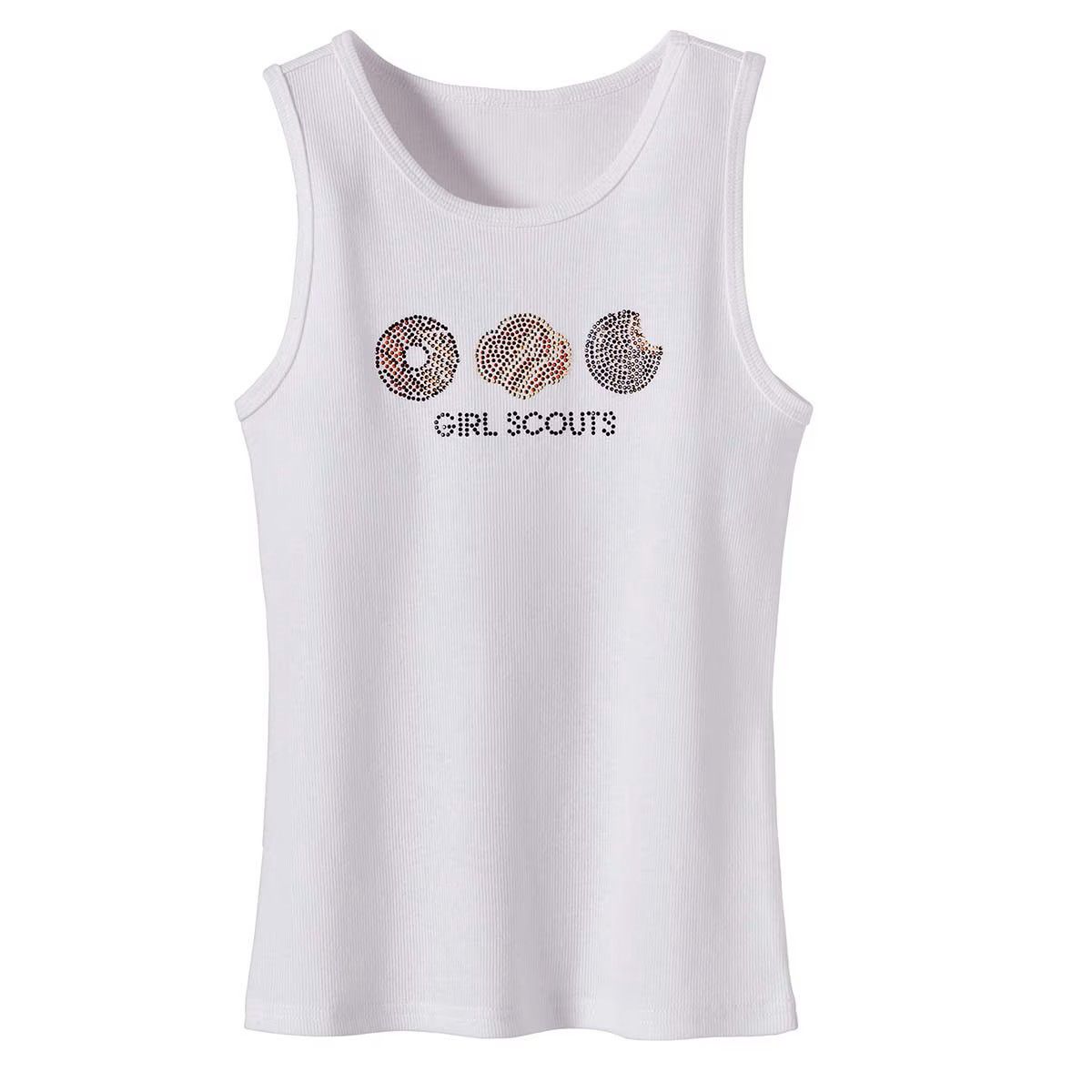 Rhinestone Cookie Tank Top White - Girls
