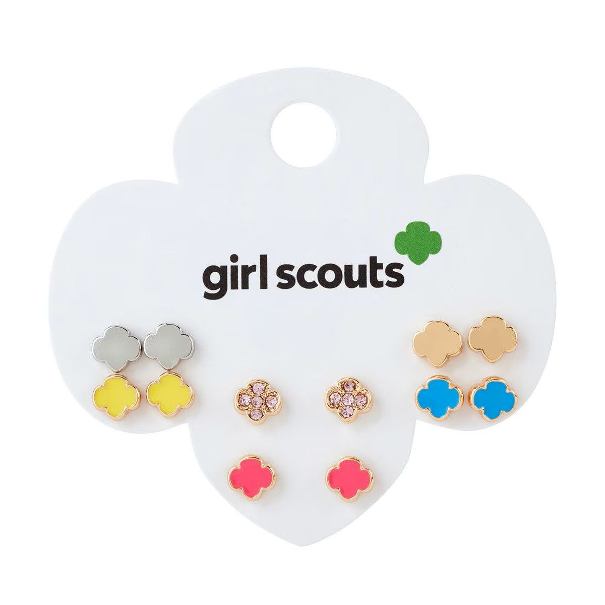 Multicolor Trefoil Stud Earrings 6 Pk Set