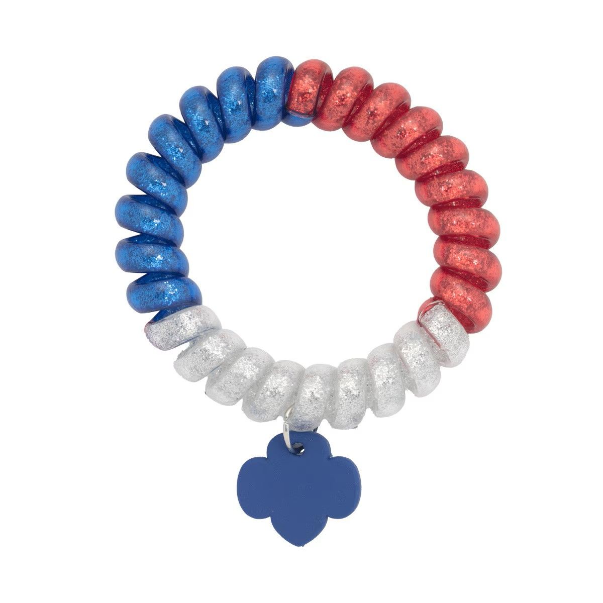 Red, White and Blue Glitter Coil Hair Tie