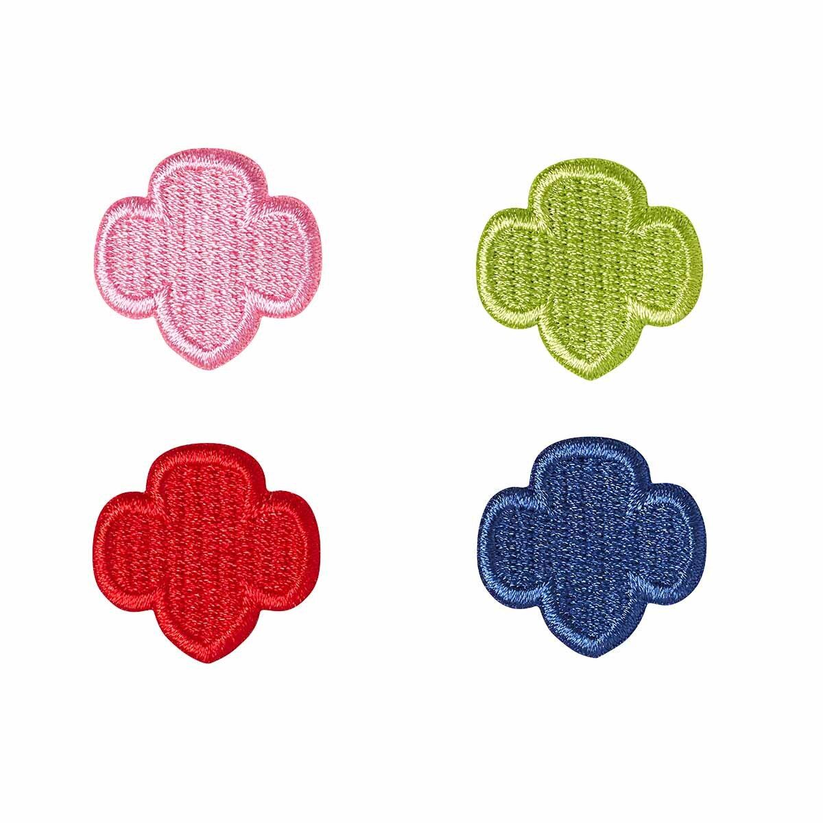 Bright Color Embroidered Trefoil Pins - Set of 4