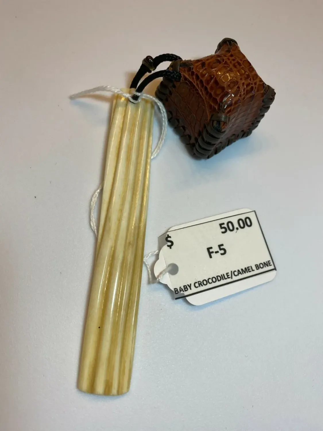 Billiard Pocket Chalk Holder - Exotic Materials 1/1 - CROCODILE & CAMEL BONE