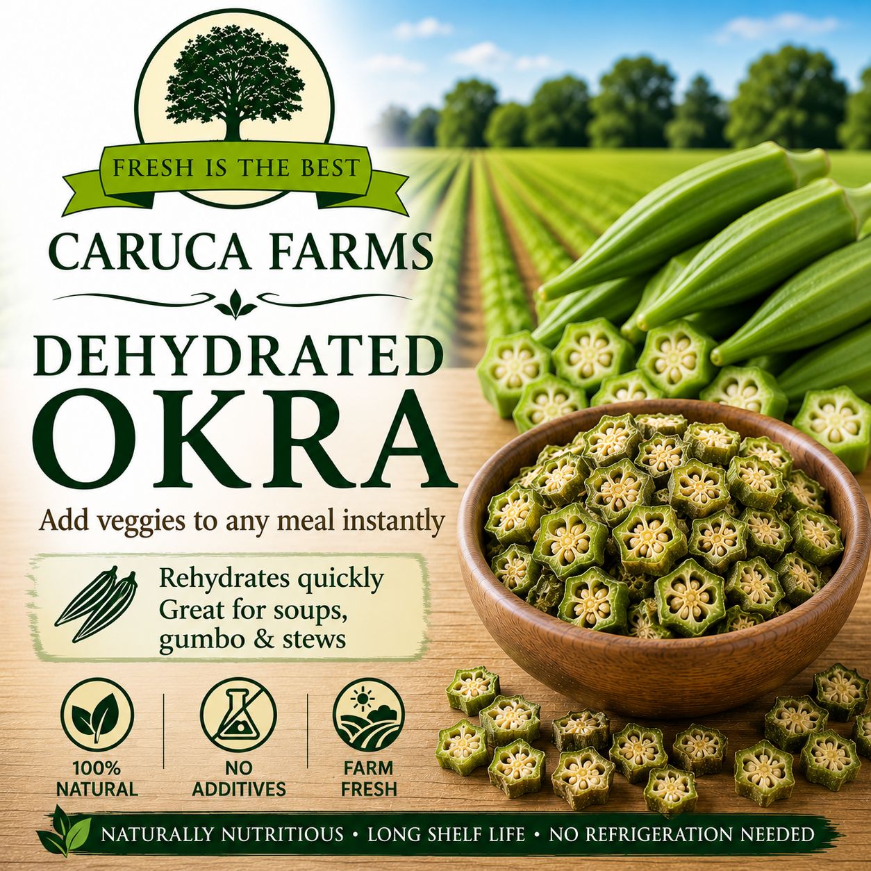 Dried Okra Slices 1 oz