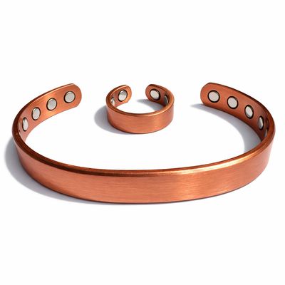 Sacred Baboon® Pure Copper Magnetic Cuff Bracelet &amp; Ring Set