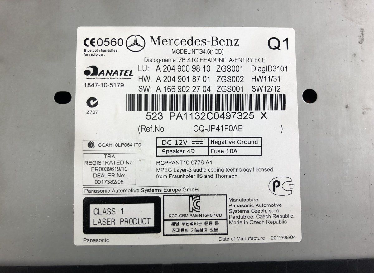 A2049007609 Radio MERCEDES-BENZ GLK-CLASS (X204) (2008-2015)