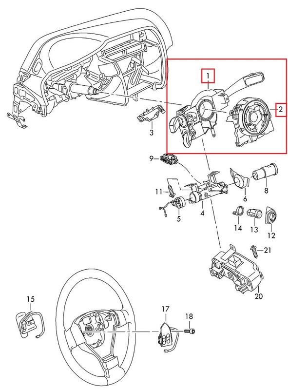 5K0953569AL 5K0953502R Indicator/wiper/slip ring switch (stalk) SEAT ALHAMBRA II (7N) (2010-2020)