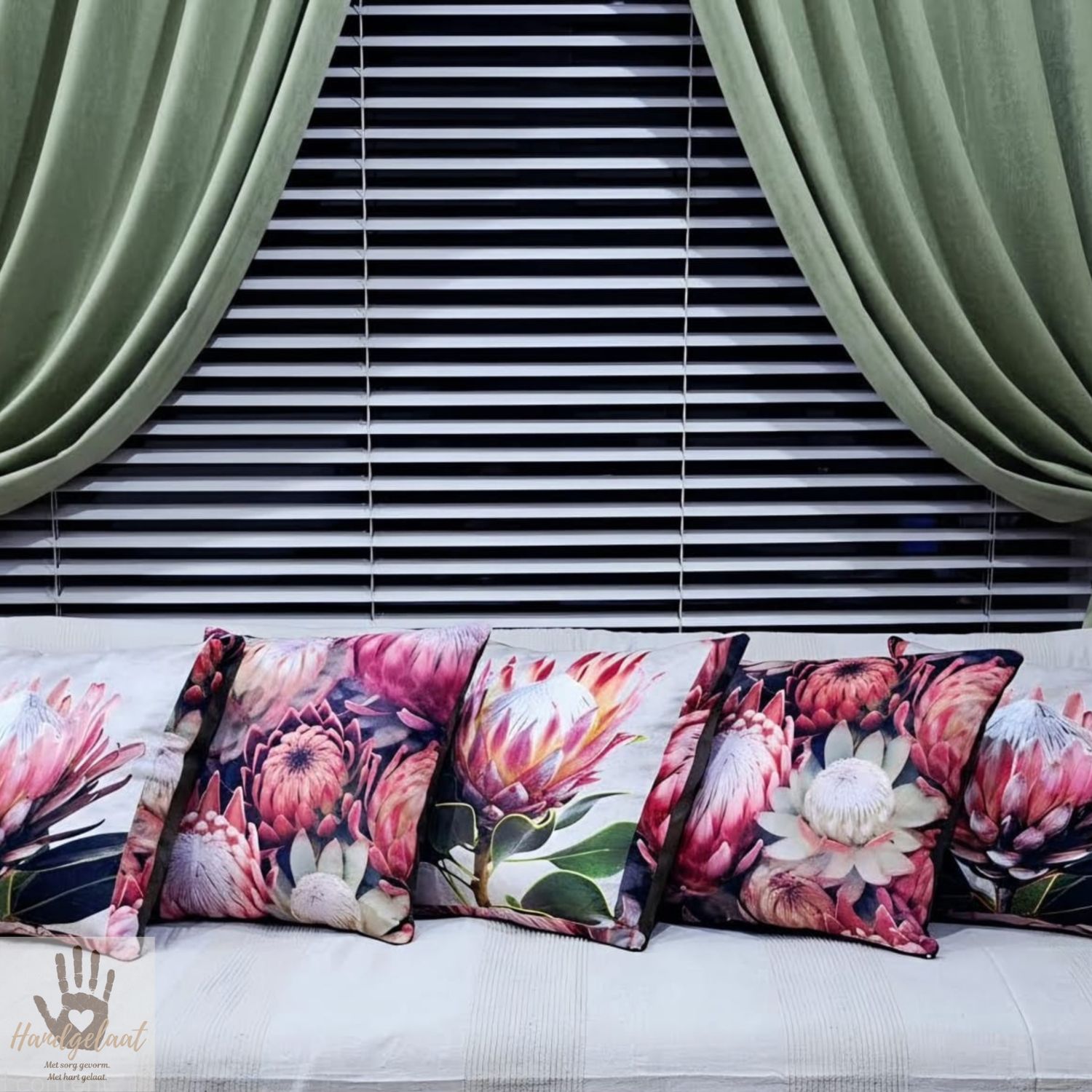 The Protea | Leather &amp; Velvet Scatter Cushion Cover