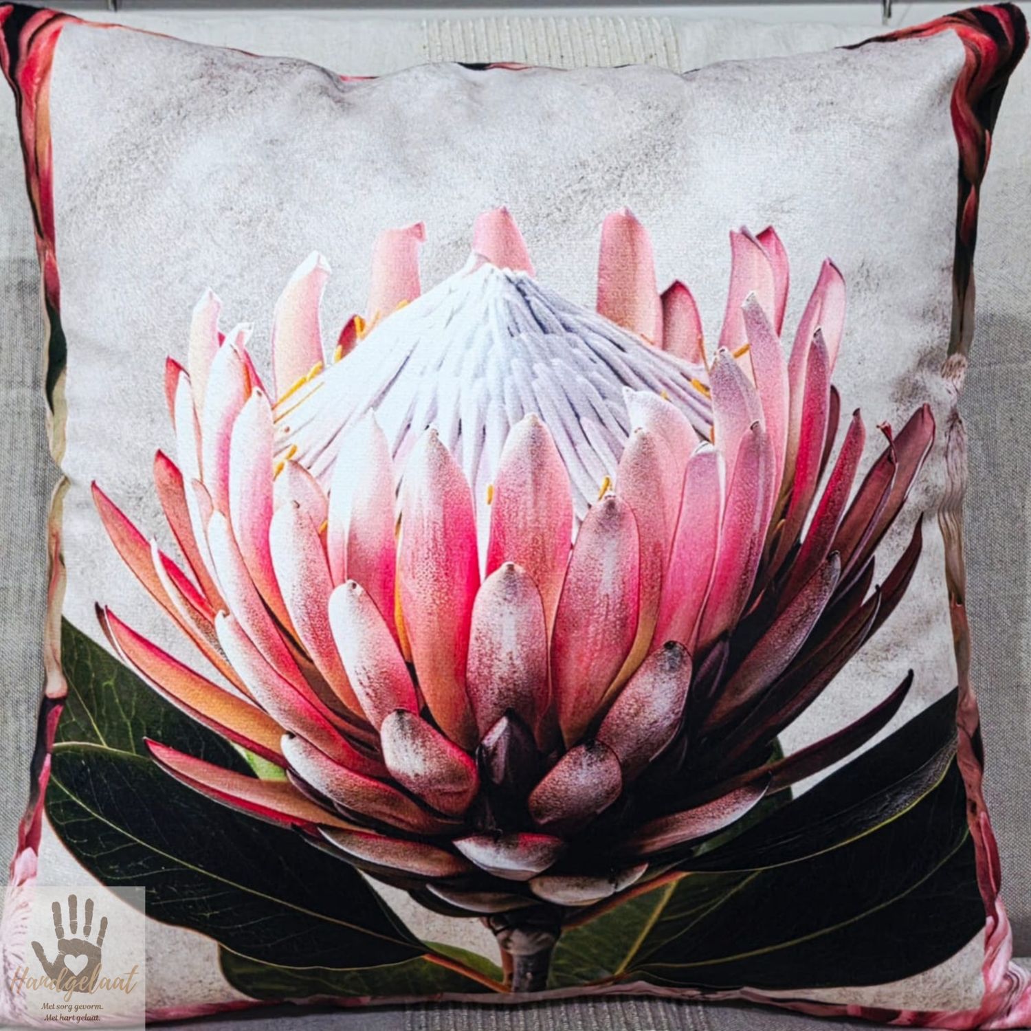 The Protea | Leather &amp; Velvet Scatter Cushion Cover