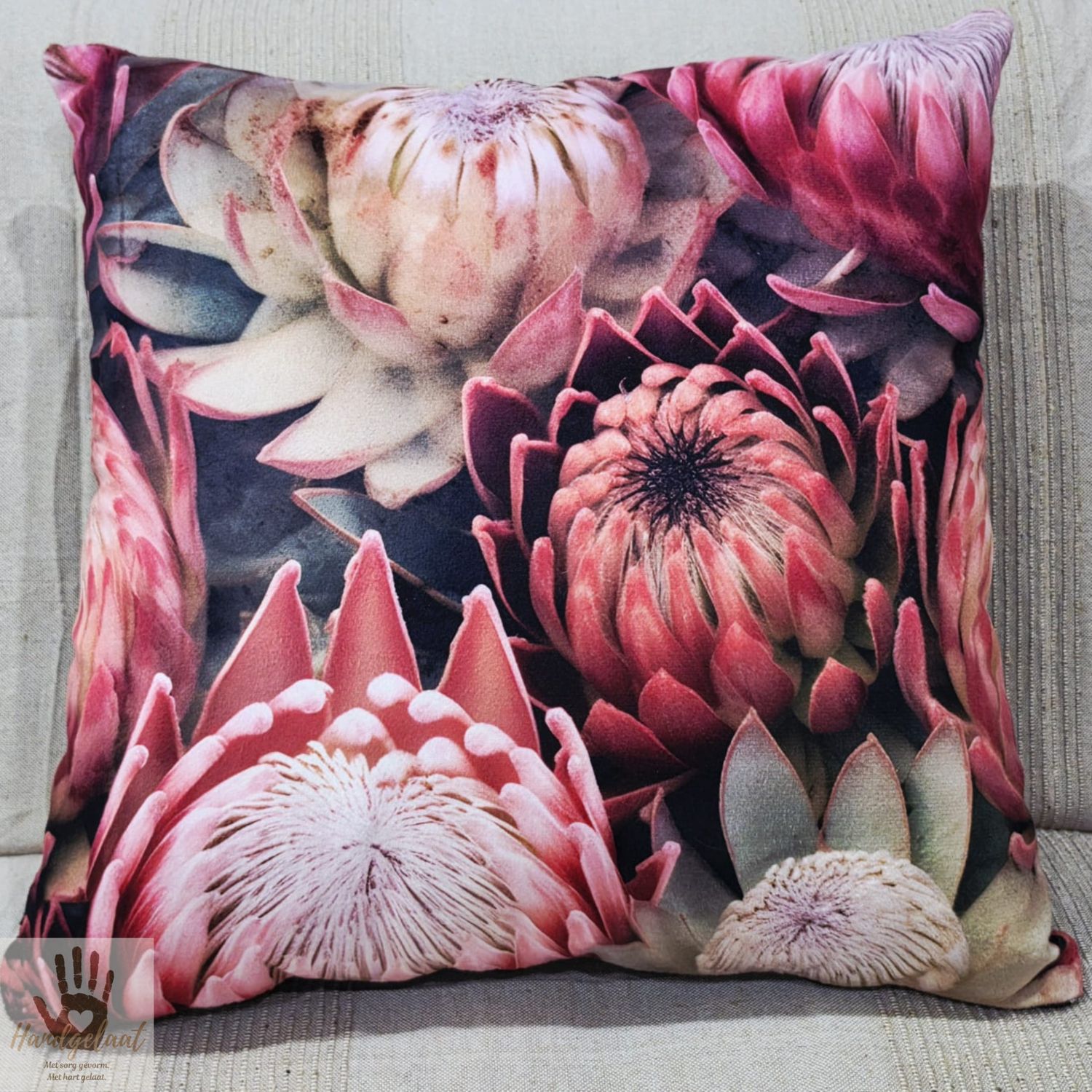 The Protea | Leather &amp; Velvet Scatter Cushion Cover