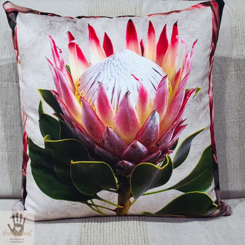 The Protea | Leather &amp; Velvet Scatter Cushion Cover