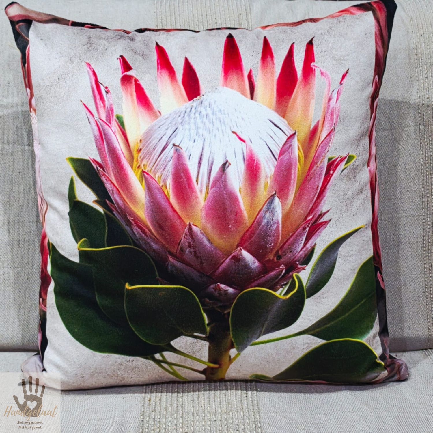 The Protea | Leather &amp; Velvet Scatter Cushion Cover