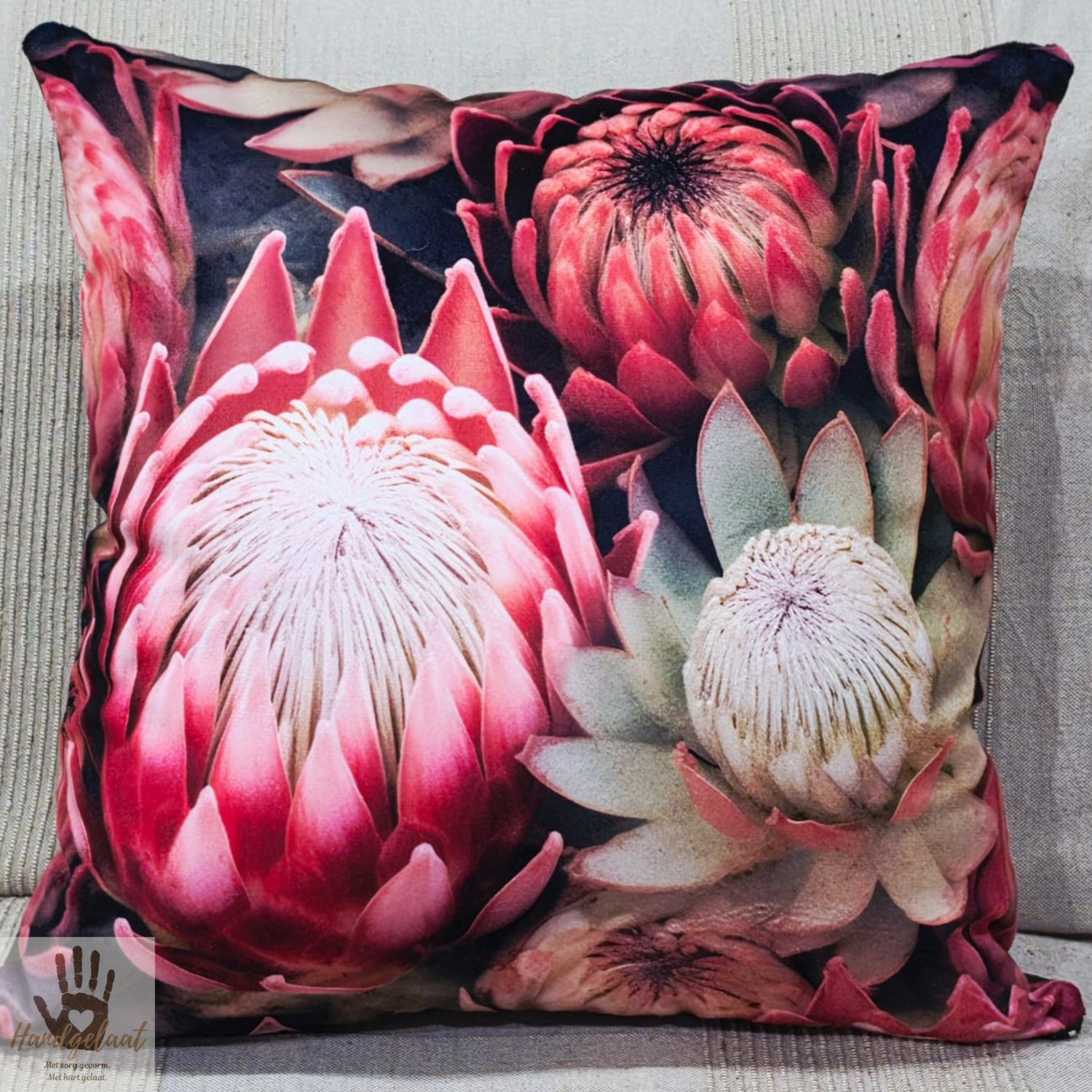 The Protea | Leather &amp; Velvet Scatter Cushion Cover