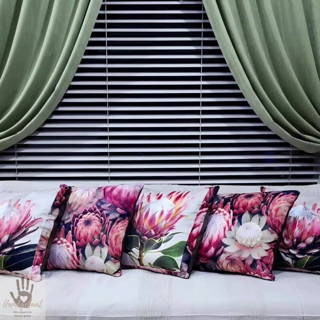 The Protea | Leather &amp; Velvet Scatter Cushion Cover