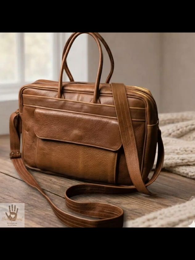 The Executive Double | Padded Leather Laptop Bag