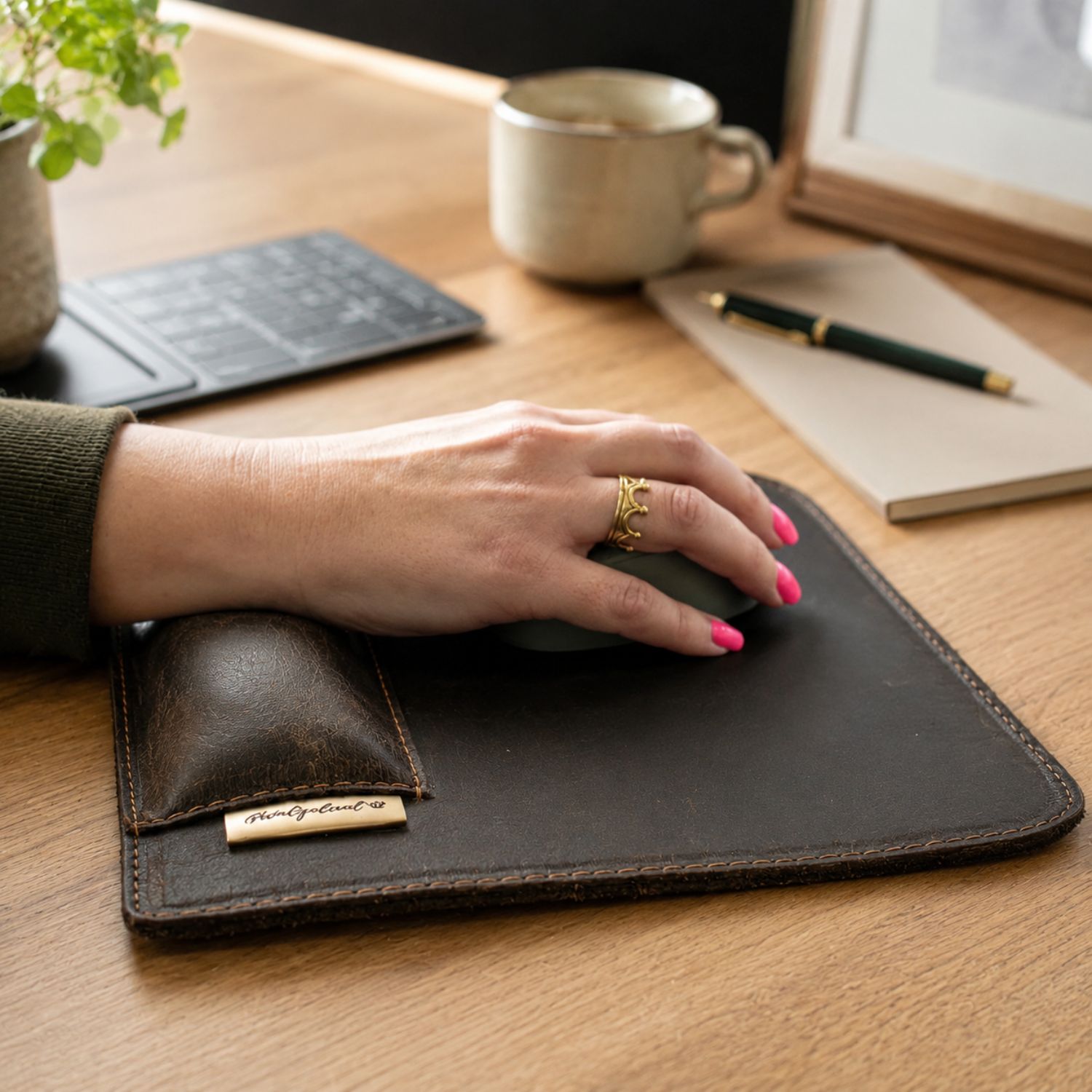 The Steady Hand | Leather Mouse Pad with Wrist Support