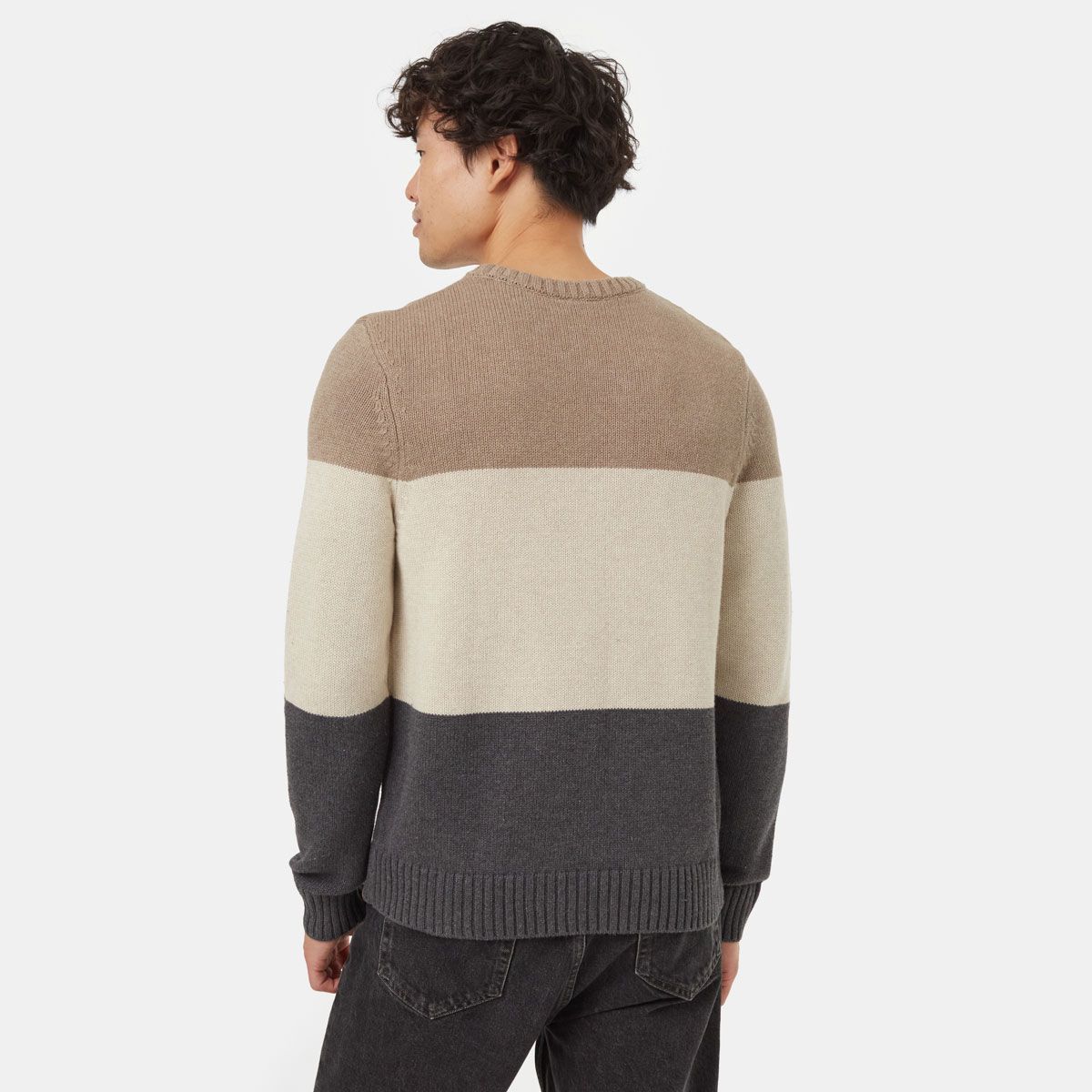 tentree M HIGHLINE BLOCK SWEATER - FOSSIL/OAK/GREY