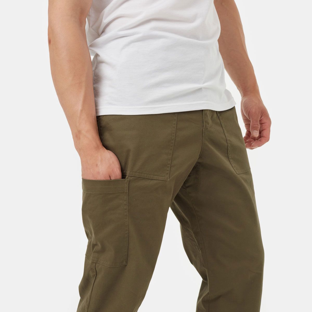 tentree M TWILL STRETCH WORKWEAR PANT - OLIVE NIGHT