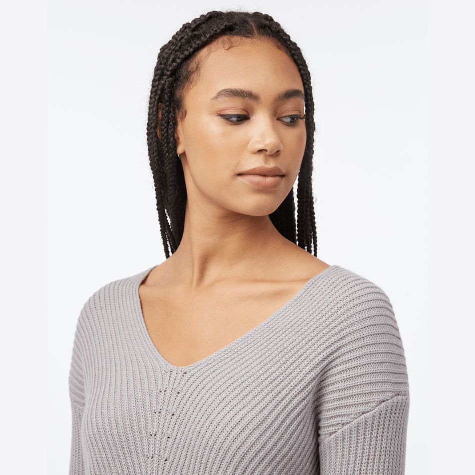 tentree W Highline V-Neck Sweater Zinc