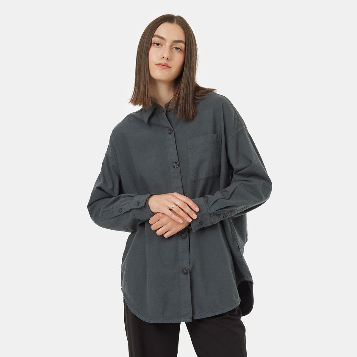 tentree W OVER SIZED KAPOK FLANNEL - URBAN GREEN