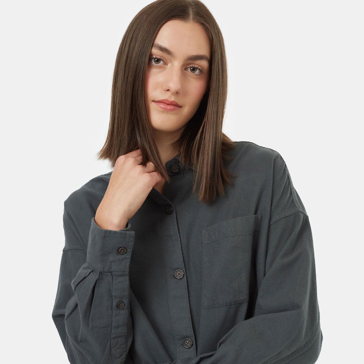 tentree W OVER SIZED KAPOK FLANNEL - URBAN GREEN