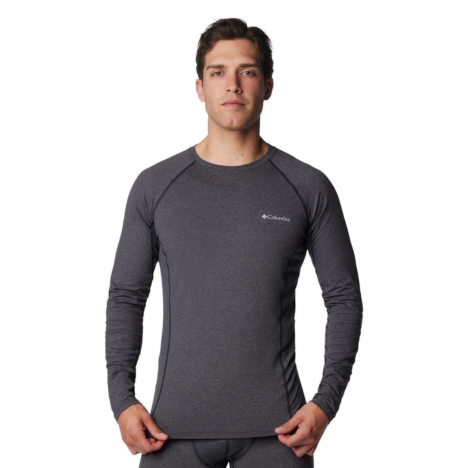 Columbia M Omni-Heat LW Baselayer Crew Black Hthr