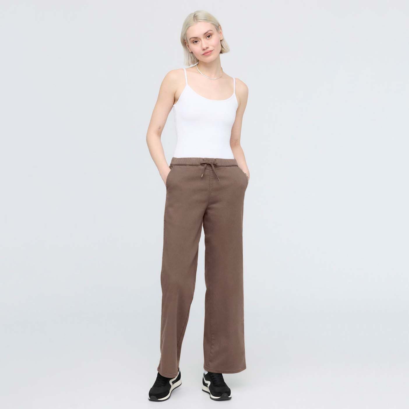 DUER W No Sweat Wide Leg pant - Canteen