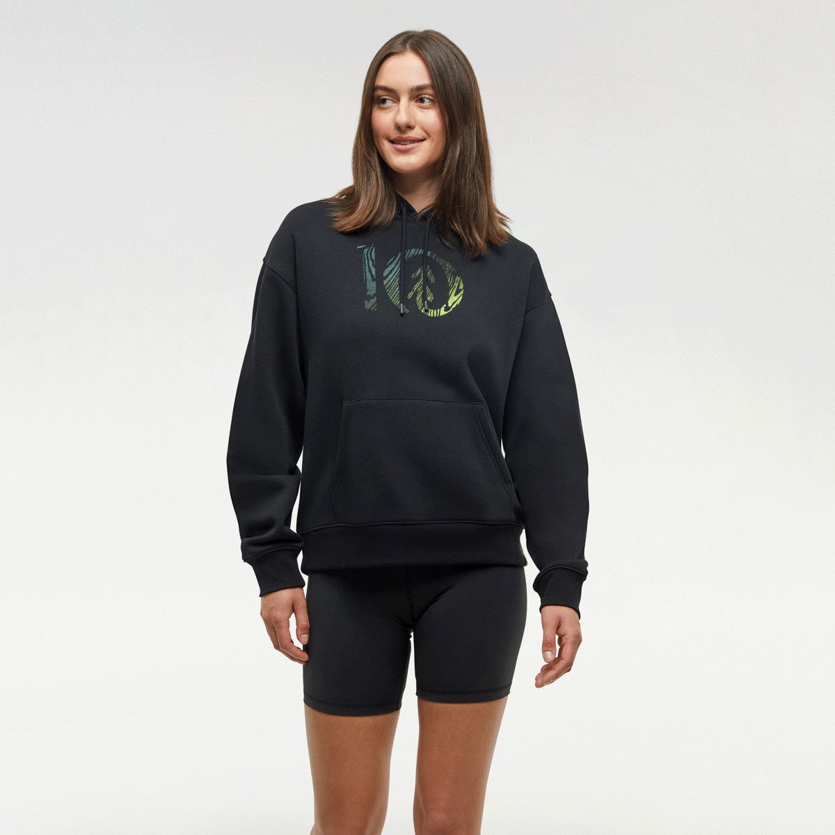tentree W Restoration Woodblock Hoodie Meteorite/Lime