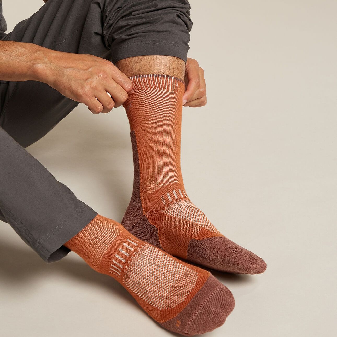 Icebreaker M Merino Hike+ Light Crew Dusty Clay/Carob