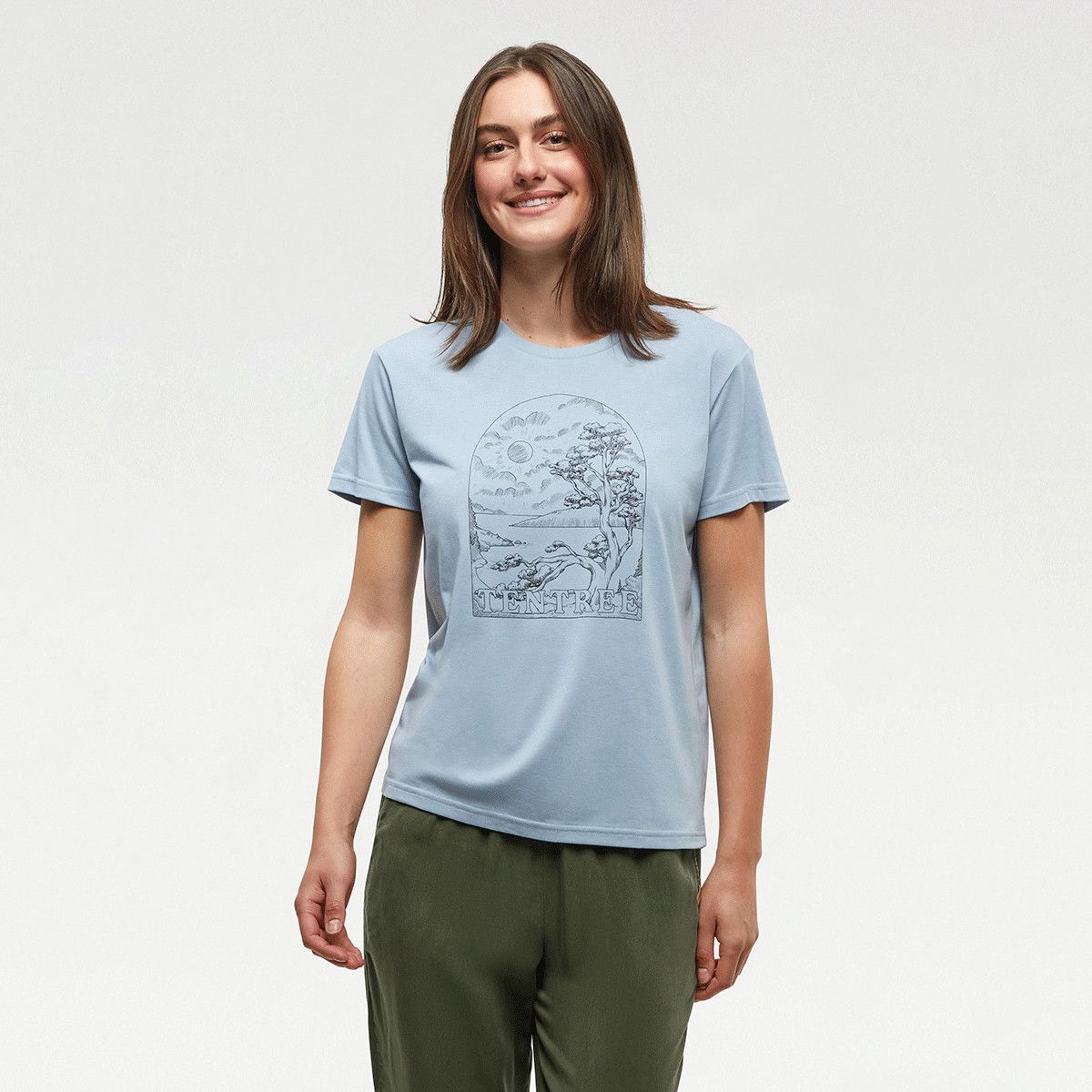 tentree W Tentree Clifftop Tee Blue Haze/Meteorite