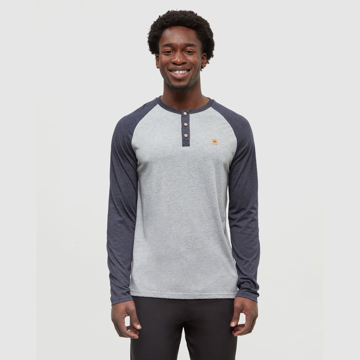 tentree M Baker Henley Harbour Grey/Midnight Blue