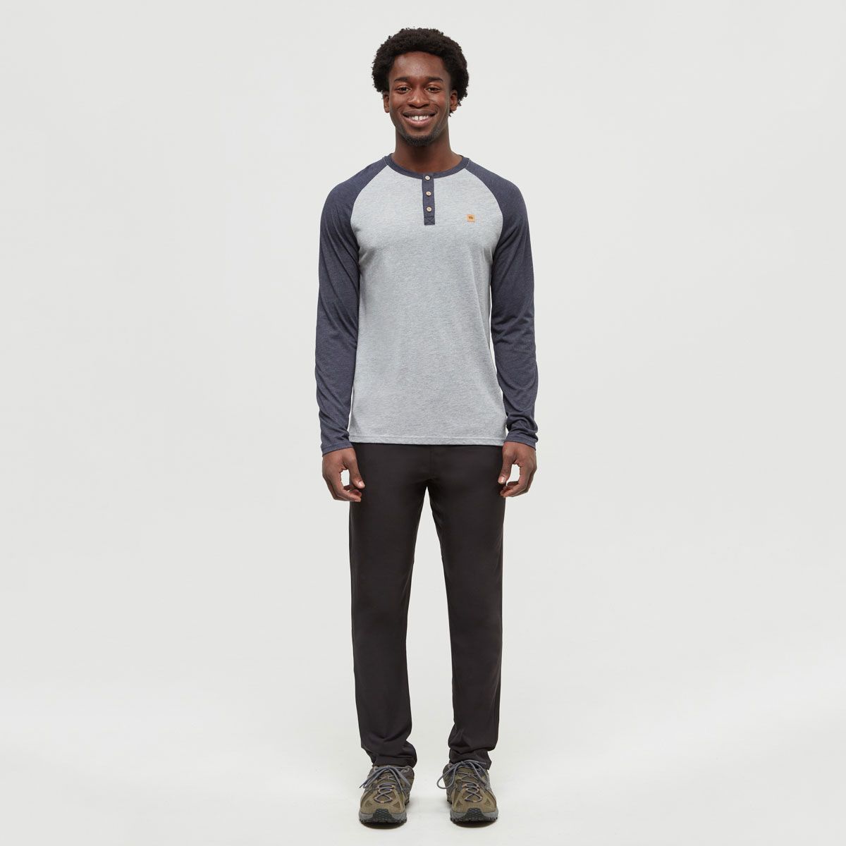 tentree M Baker Henley Harbour Grey/Midnight Blue