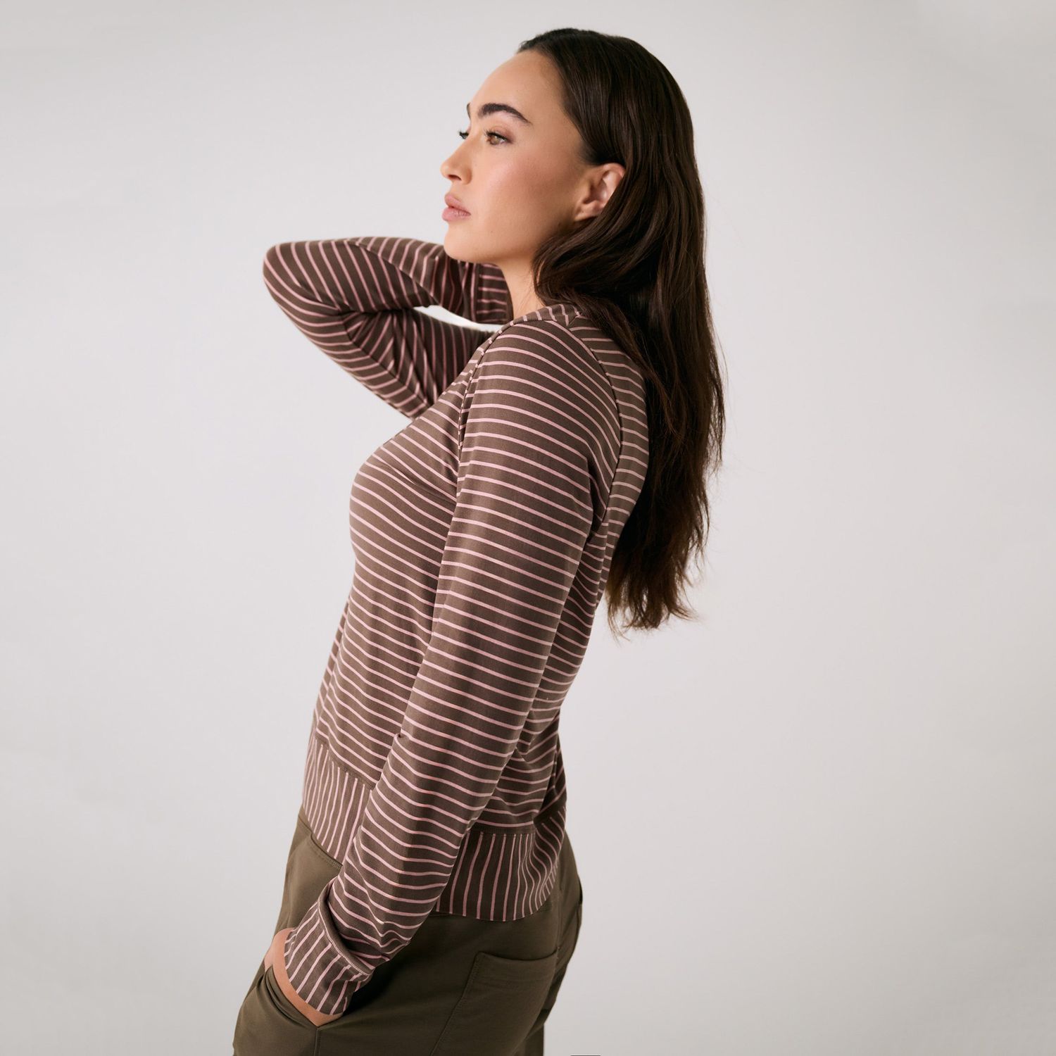 Lole Dynamic Long Sleeves - Mocha Stripe