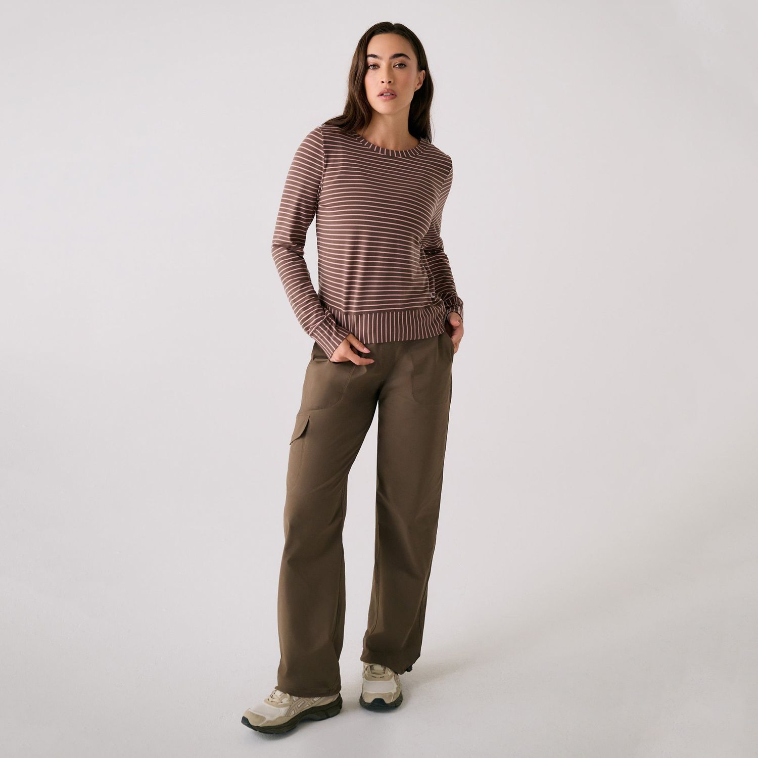 Lole Dynamic Long Sleeves - Mocha Stripe