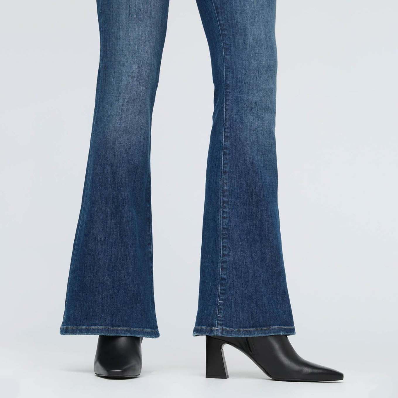 Duer W Denim High Rise Flare: Worn in Blue