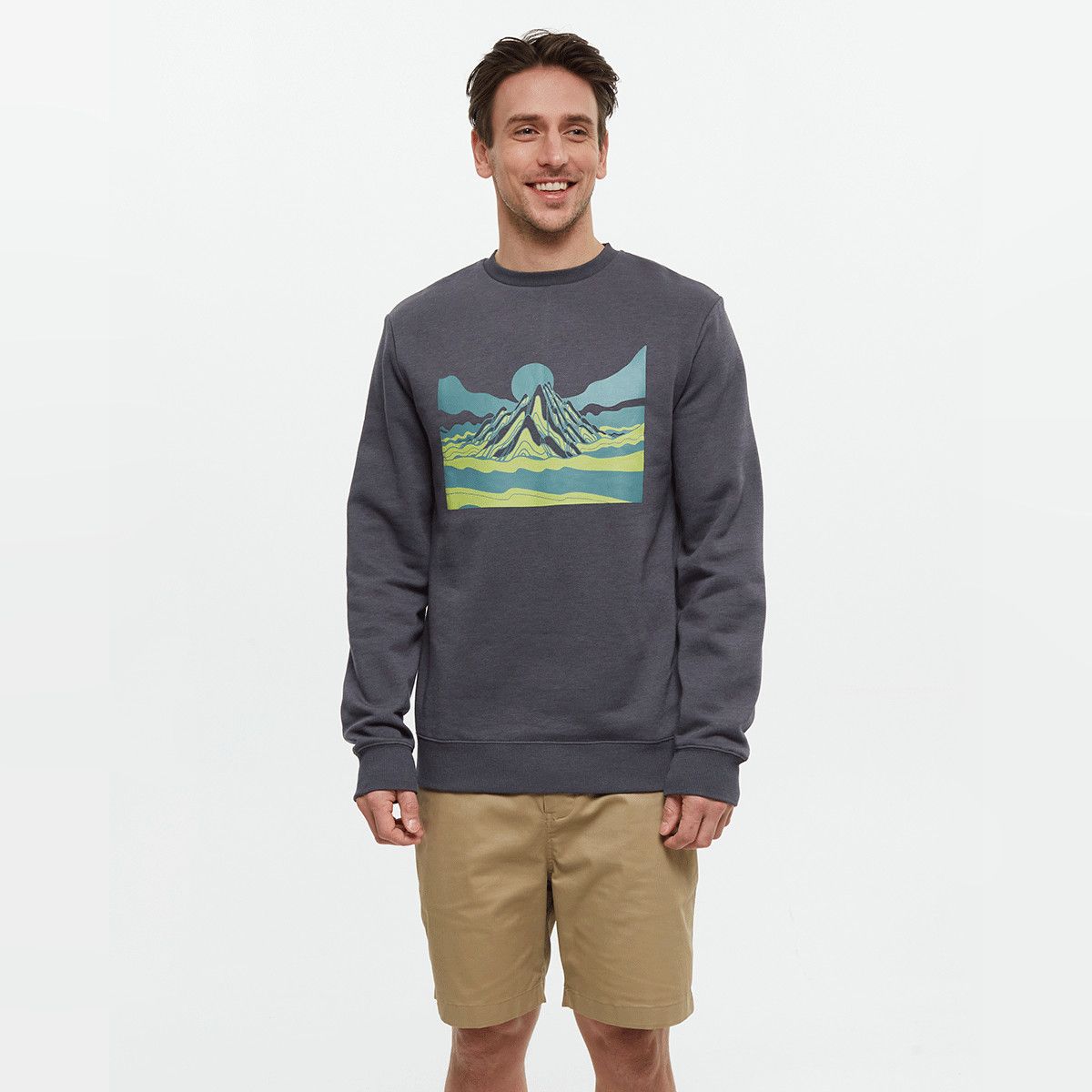 tentree M Emerald Edge Crew Graphite/Palm