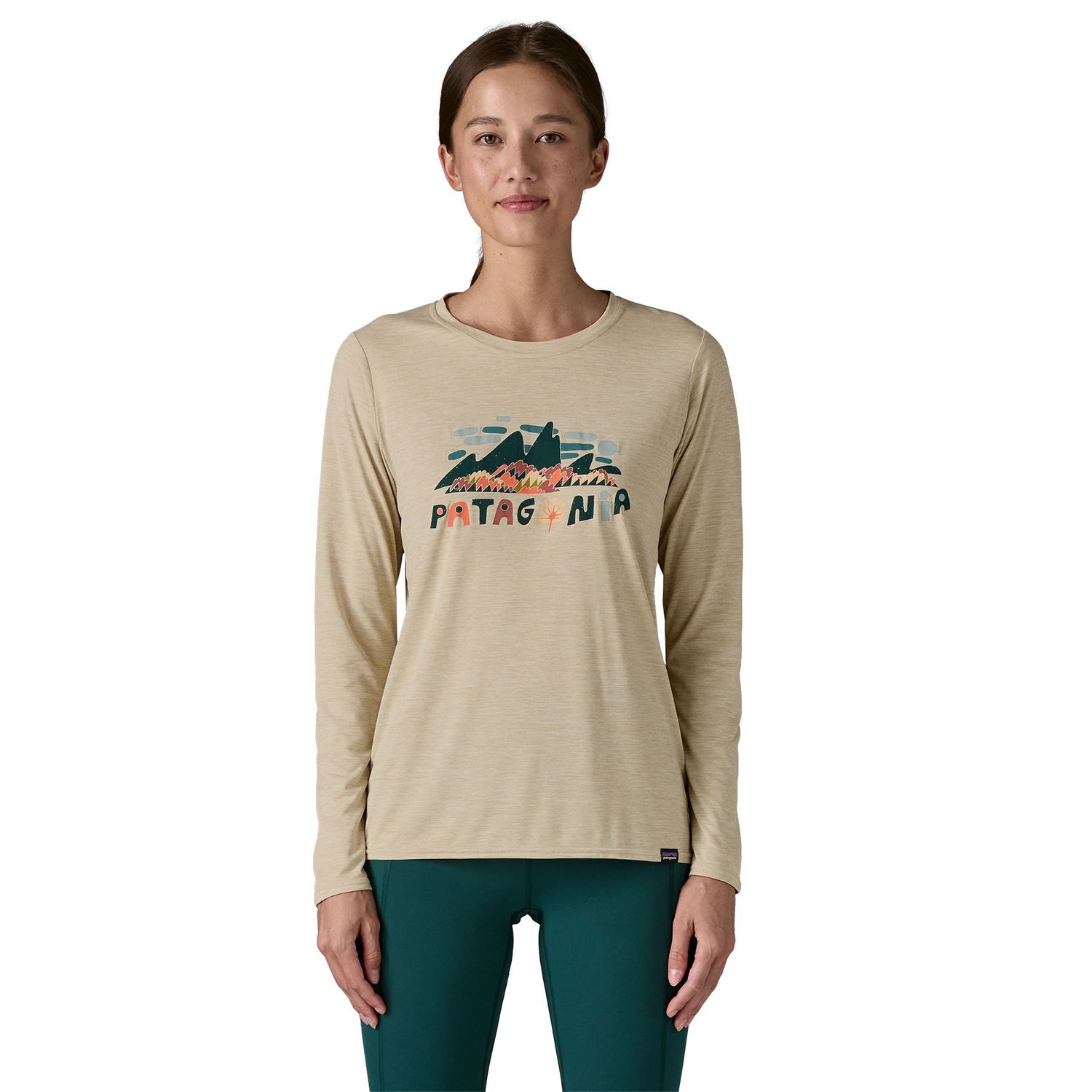 Patagonia W L/S Cap Cool Shirt Fitz Roy Foliage: Pumice