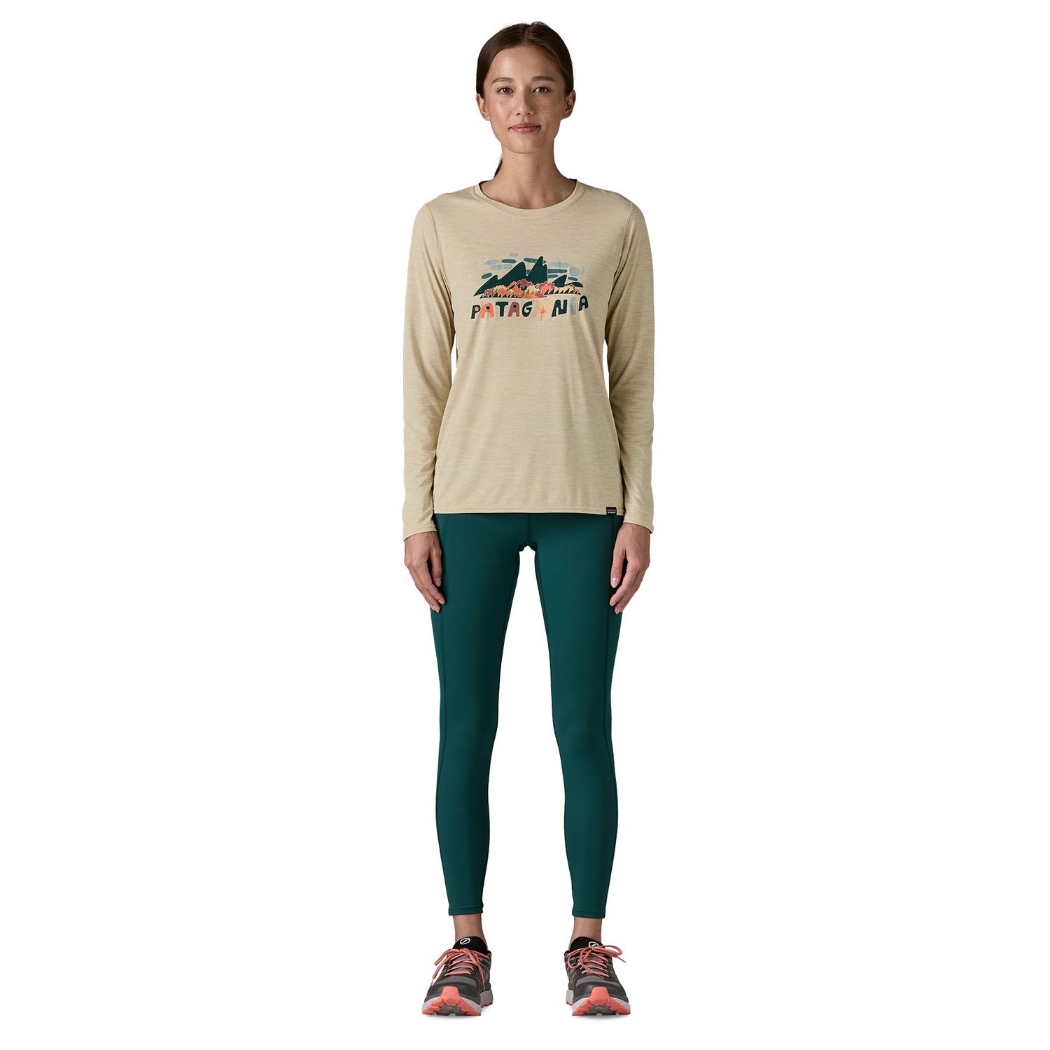 Patagonia W L/S Cap Cool Shirt Fitz Roy Foliage: Pumice