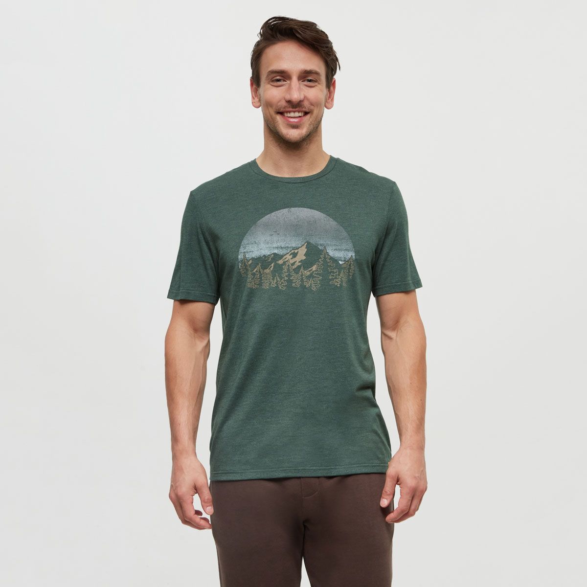 tentree M Vintage Sunset Tee Forest Pine Heather/Ocean Air