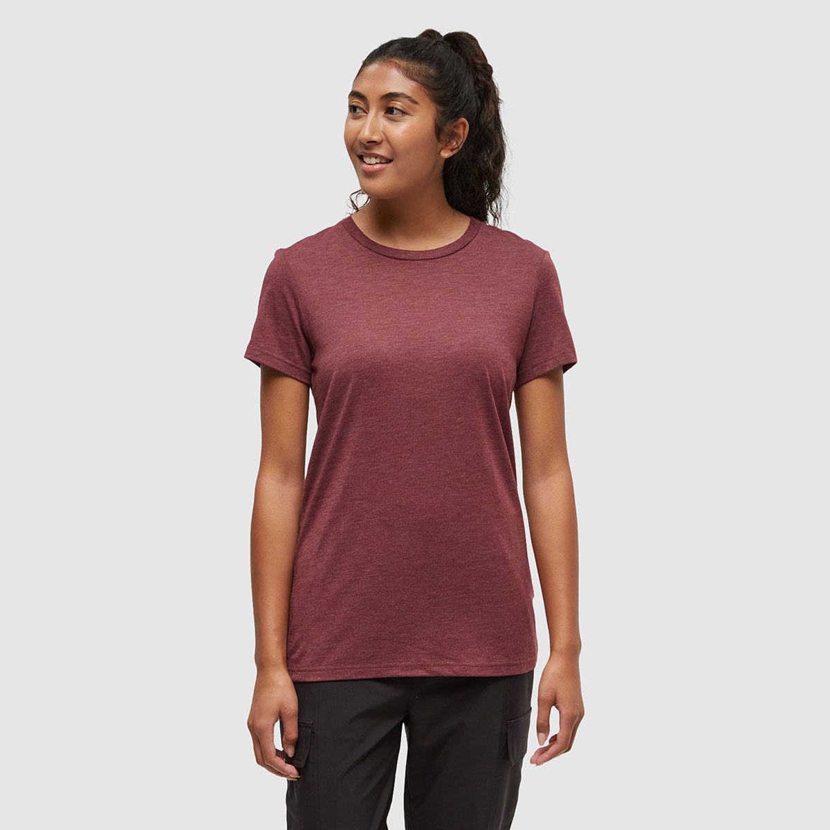 tentree W Winslow Tee Burgundy Heather