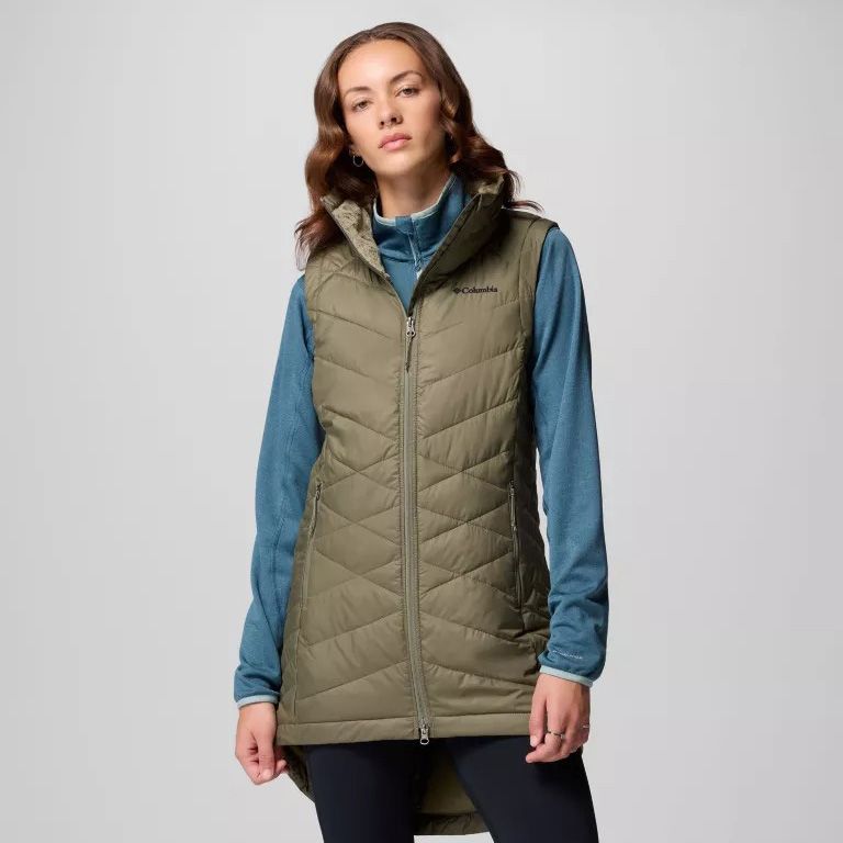 Columbia W Heavenly II Long Vest Stone Green