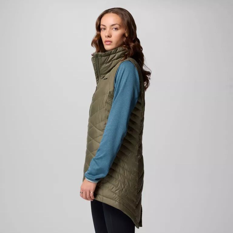Columbia W Heavenly II Long Vest Stone Green