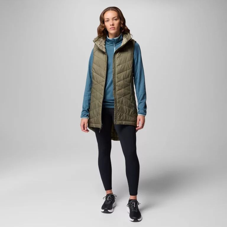Columbia W Heavenly II Long Vest Stone Green