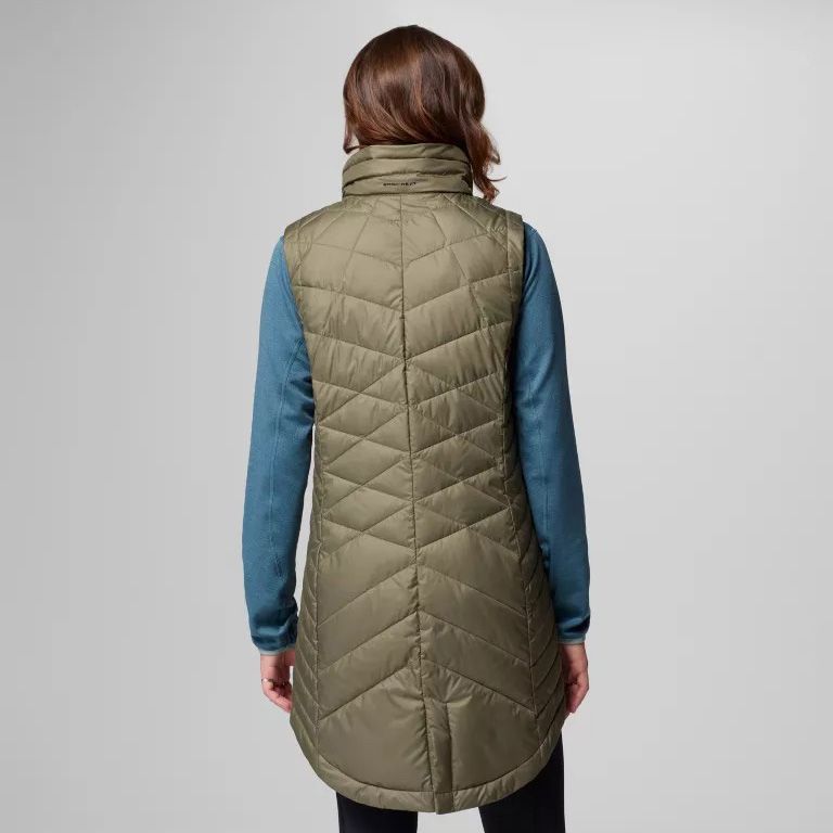 Columbia W Heavenly II Long Vest Stone Green