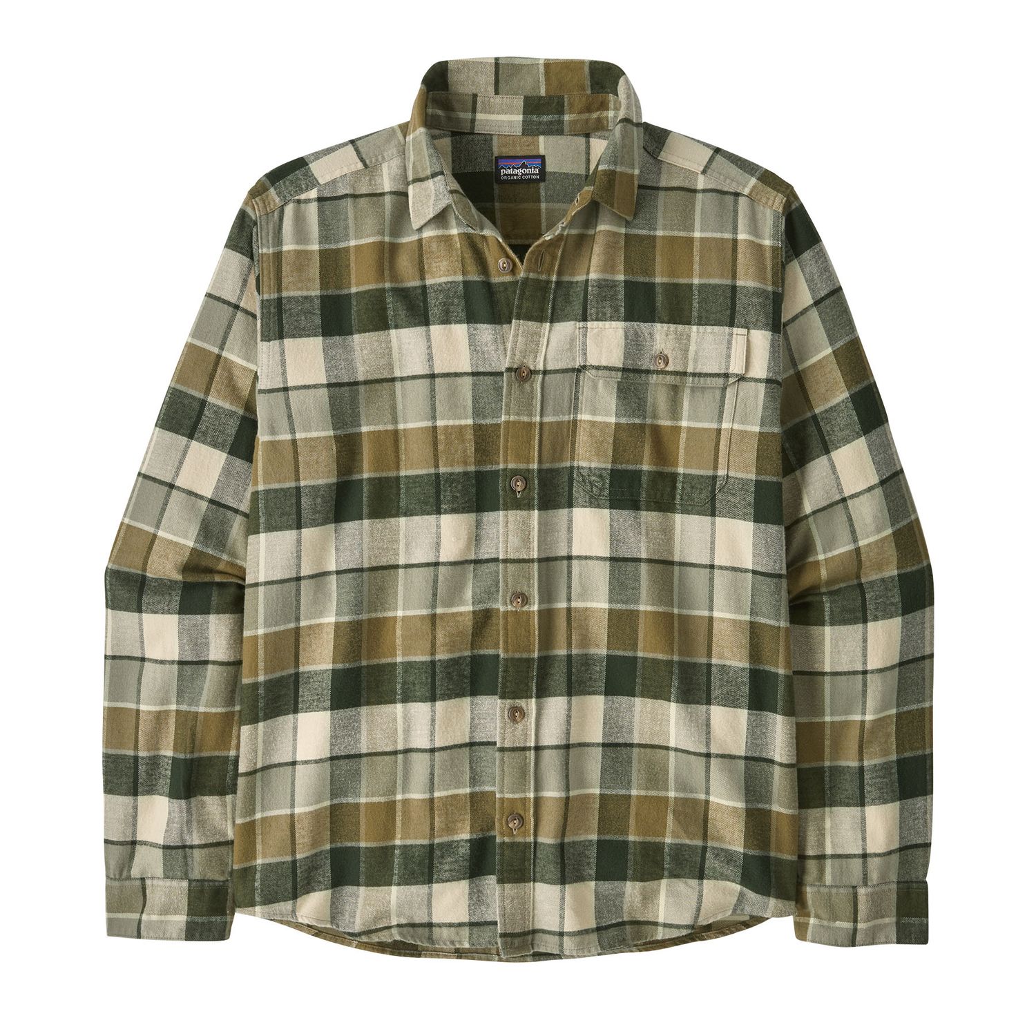 Patagonia M L/S LW Fjord Flannel Shirt Rocky: OG Grn